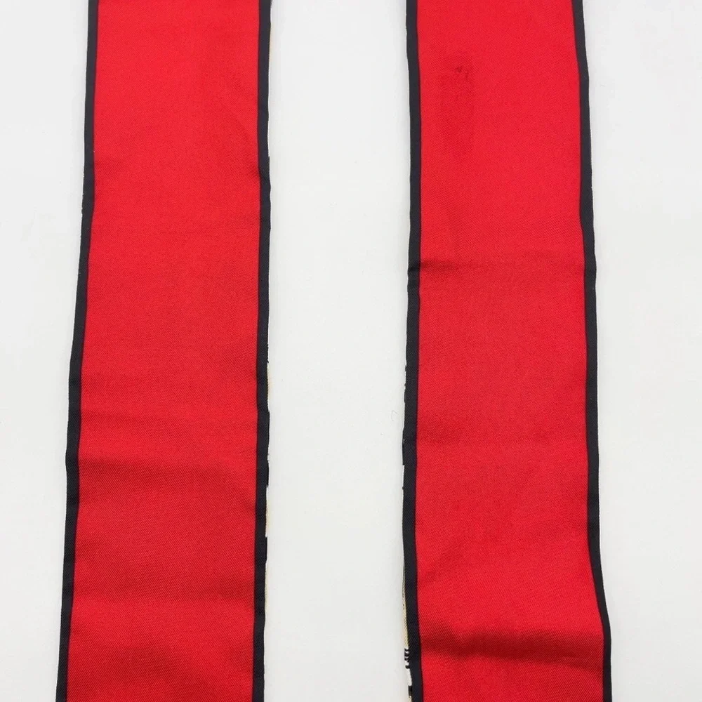 Auth Louis Vuitton Twilly Monogram Bandeau Red Silk Scarf/WB